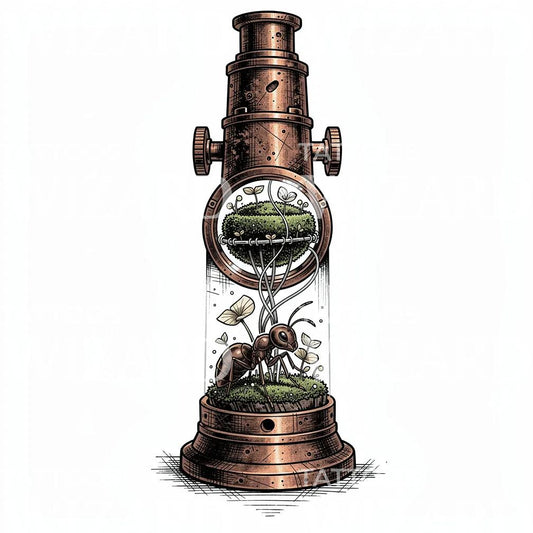 Desain Tato Terarium Semut Steampunk