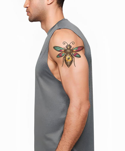 Steampunk Compass Bee Tattoo Design