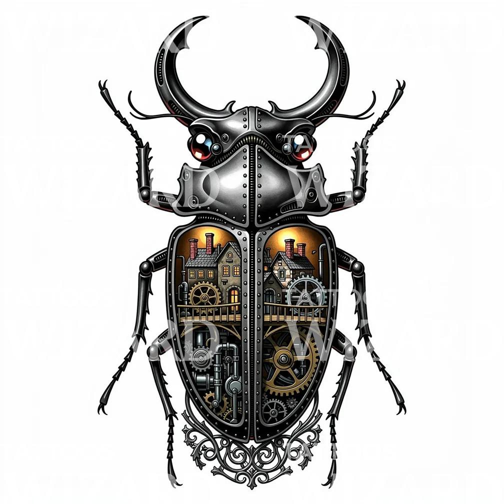 Steampunk Beetle Tattoo Design