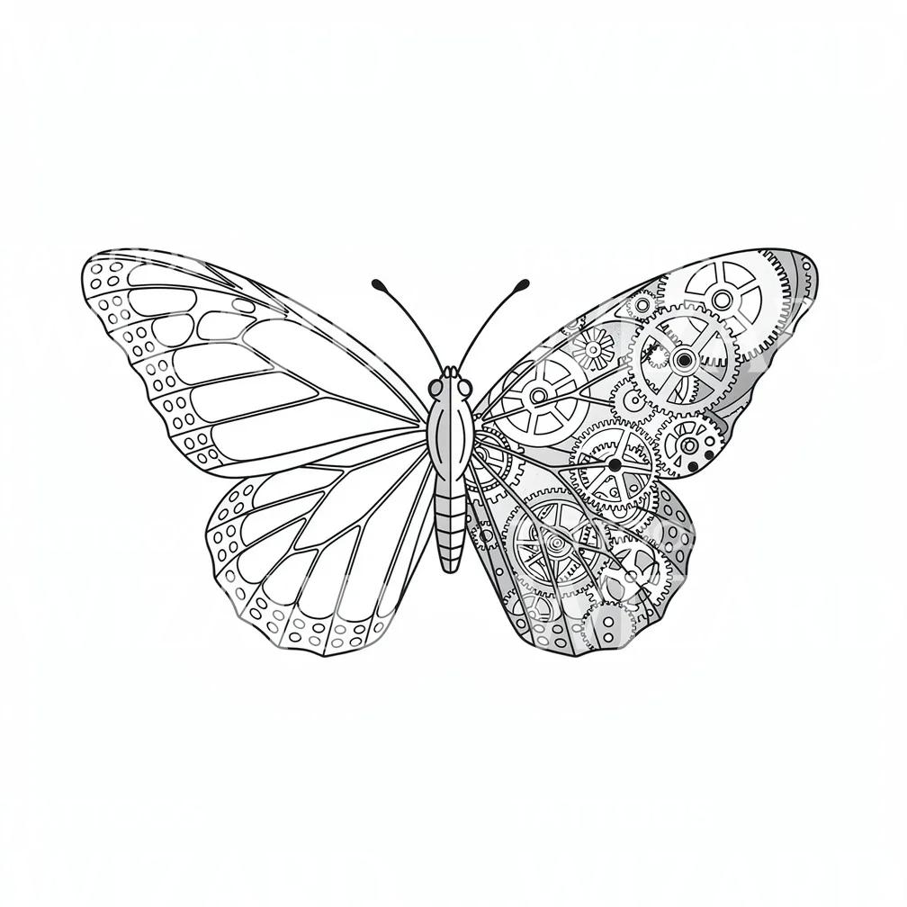 Steampunk Butterfly Tattoo Design