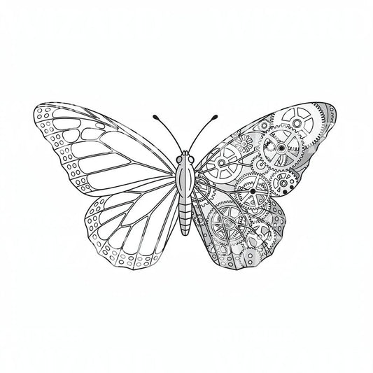 Steampunkowy Motyl Projekt Tatuażu