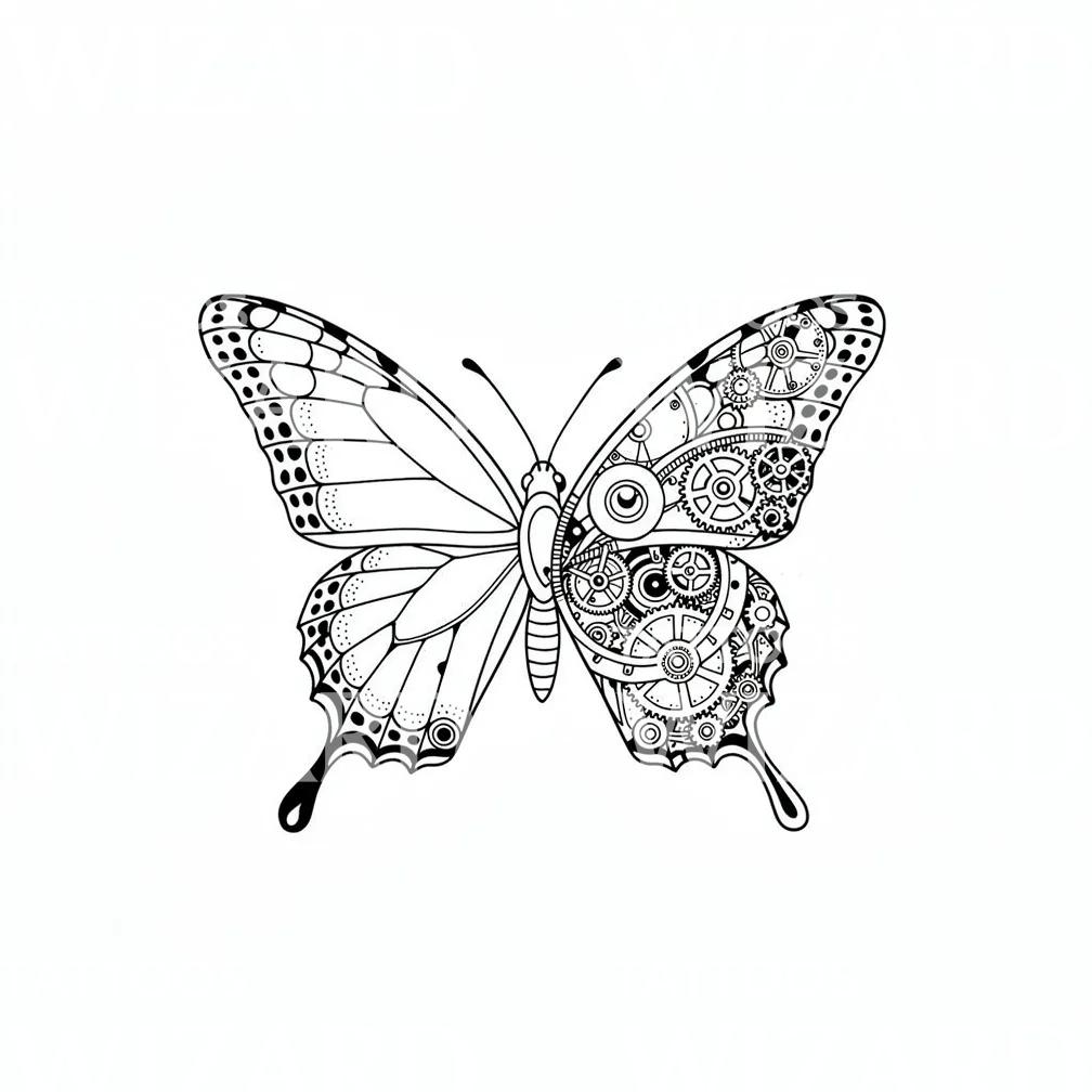 Steampunk Butterfly Tattoo Design