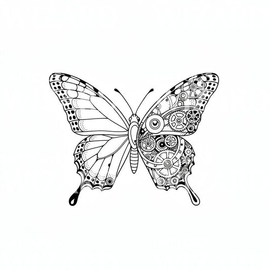 Desain tato kupu-kupu steampunk