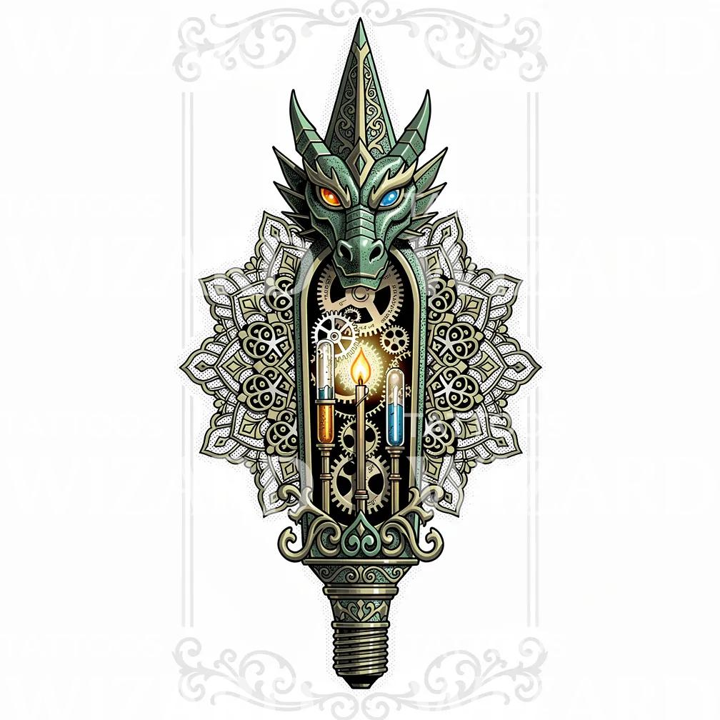 Steampunk Dragon Dagger Tattoo Design