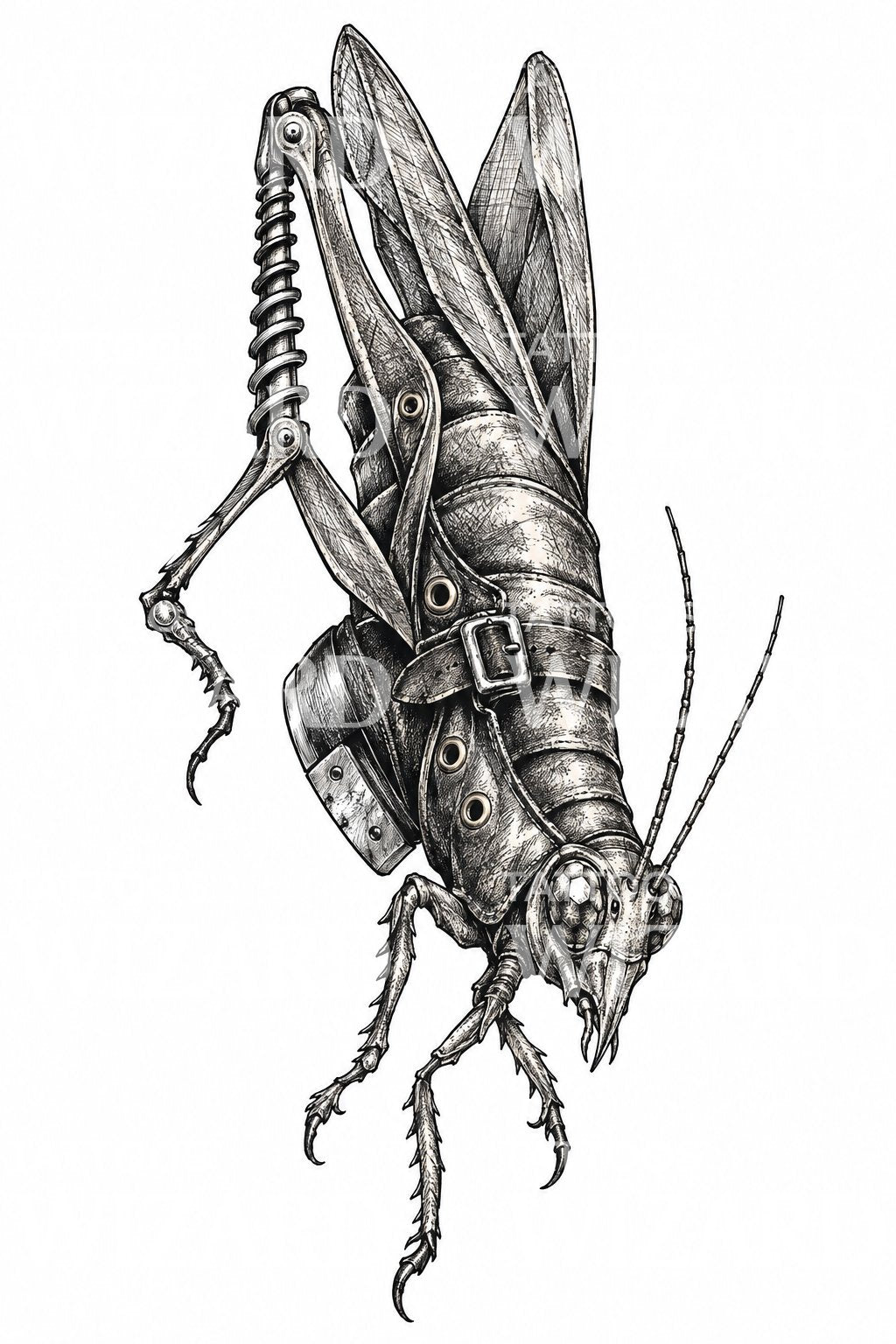 Steampunk-Heuschrecke als Tattoo-Design