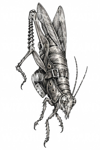 Steampunk-Heuschrecke als Tattoo-Design