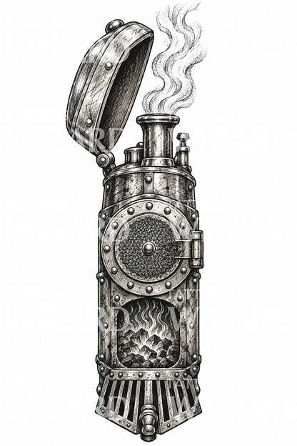 Steampunk Çakmak Dövme Tasarımı