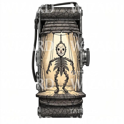 Steampunk Marionetteater Tatueringsdesign