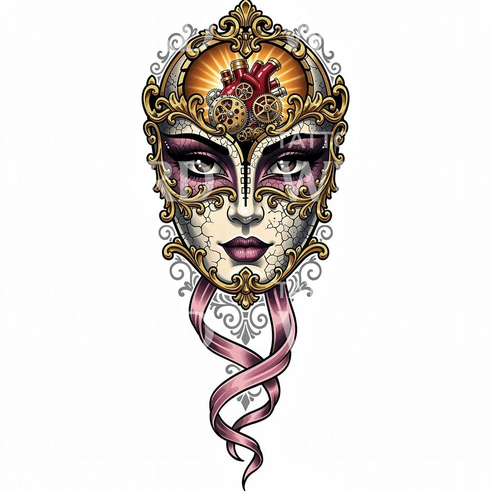 Steampunk Masquerade Face Tattoo Design