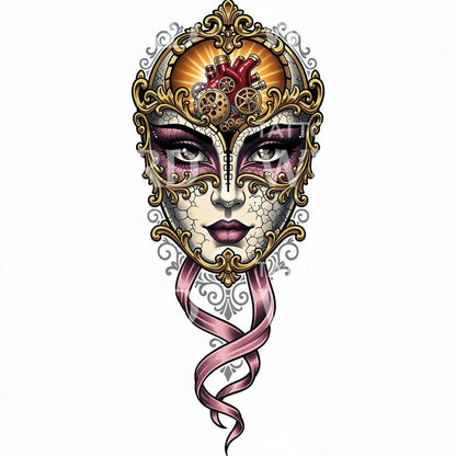 Steampunk Masquerade Face Tattoo Design