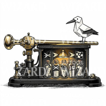Steampunk Message Telegraph Tattoo Design