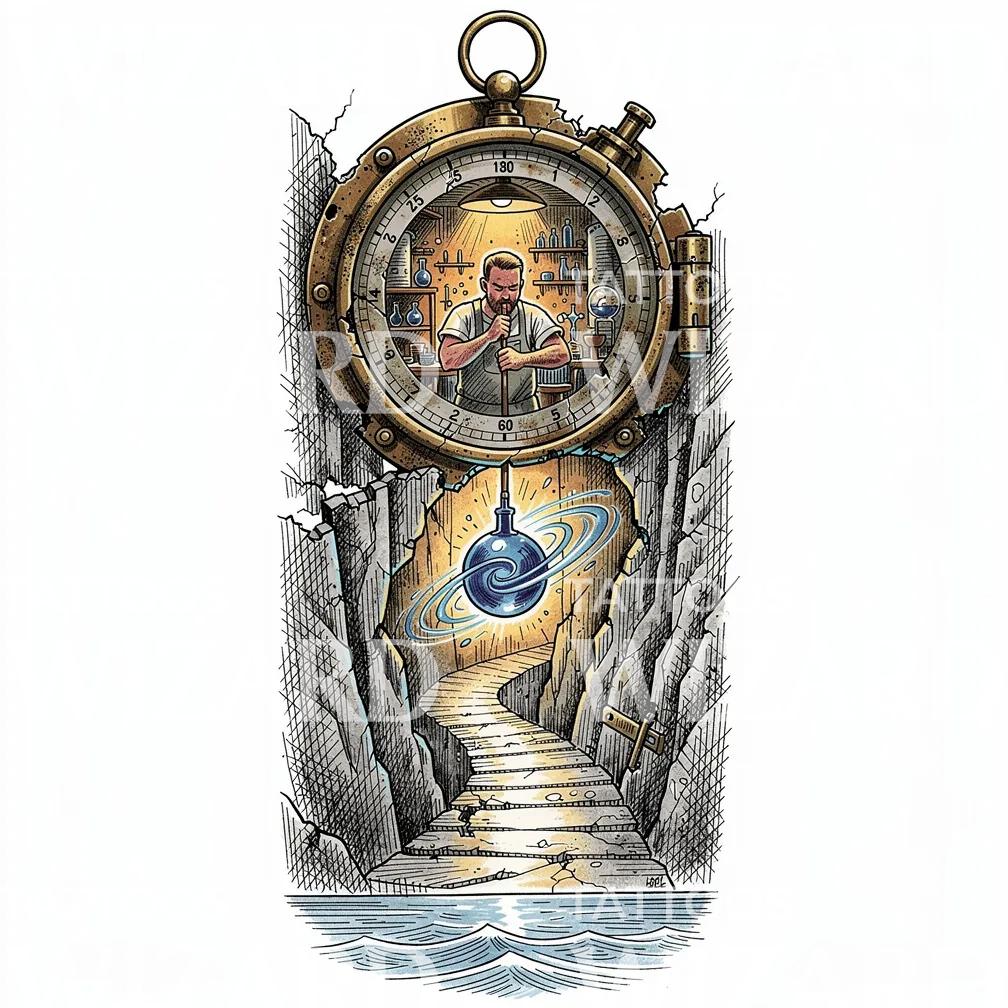 Σχέδιο Τατουάζ Steampunk Χρονοπύλη