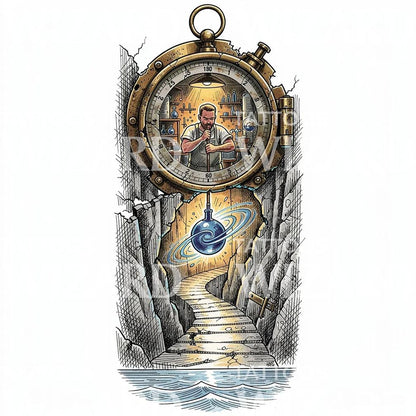 Σχέδιο Τατουάζ Steampunk Χρονοπύλη