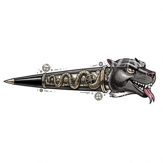 Steampunk Wolf Bullet Tattoo Design