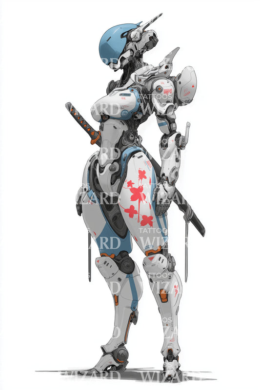 Design de tatouage cyborg Sentinelle d'acier