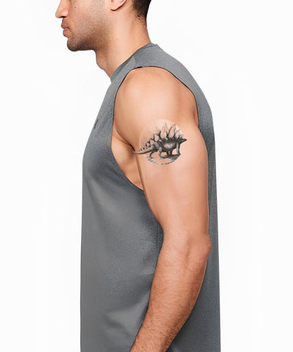 Tiny Stegosaurus Sketch Tattoo Design