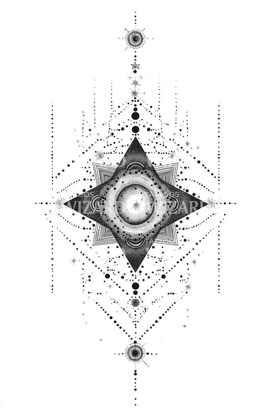 Stellar Compass Diamond Tattoo Design