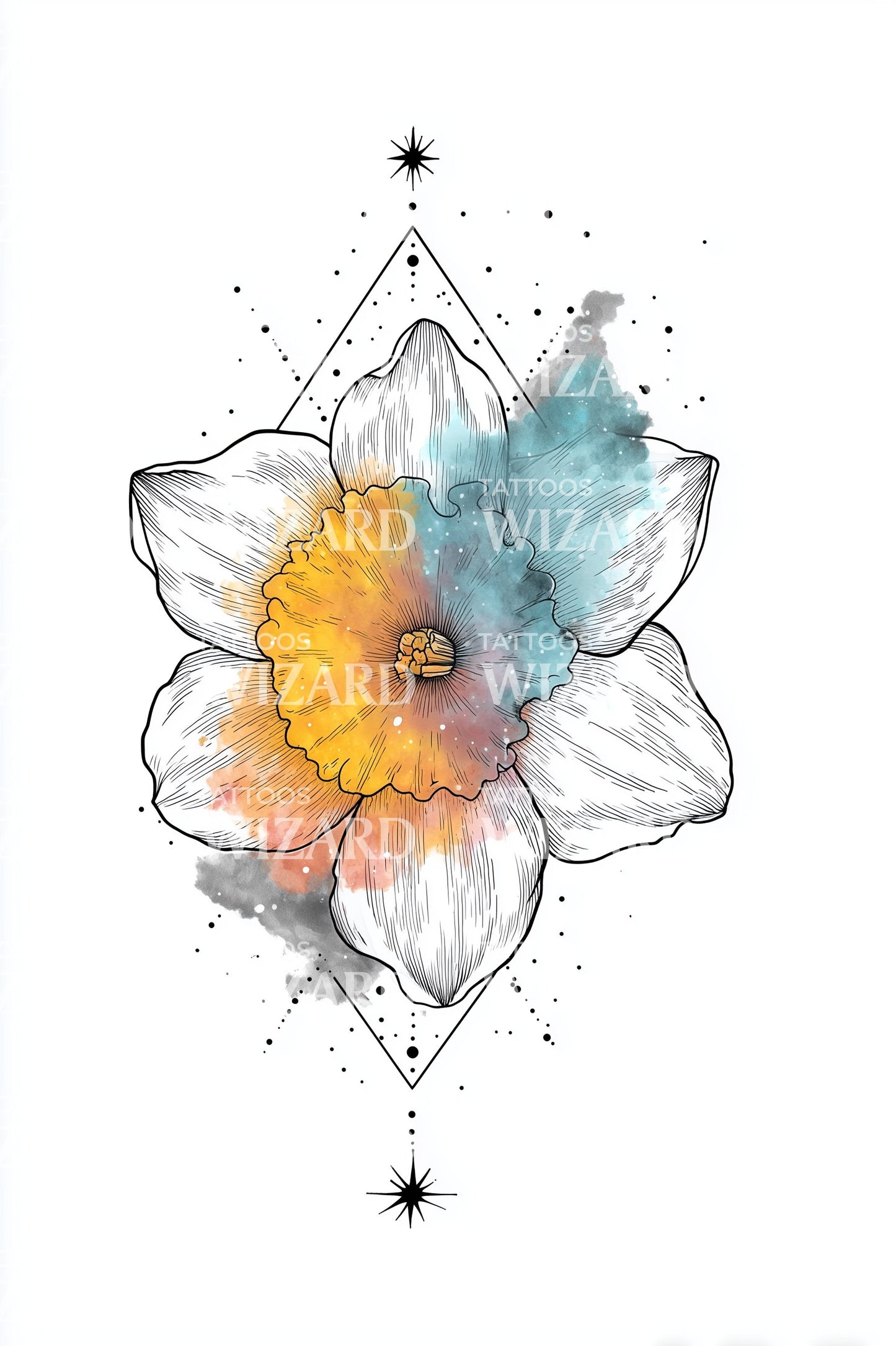 Design de Tatuagem Diamante Narciso Estelar