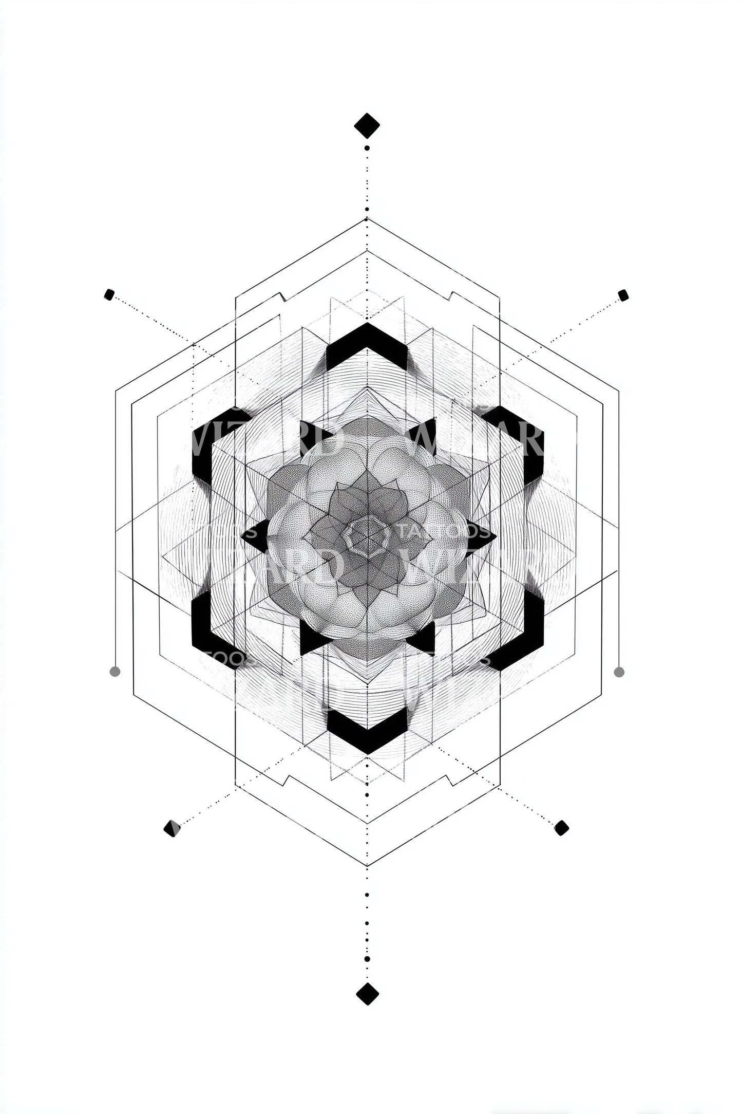 Stellar Mandala Bloom Tattoo Design