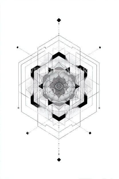 Diseño de Tatuaje de Flor Mandala Estelar
