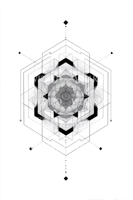 Stellar Mandala Bloom Tattoo Design