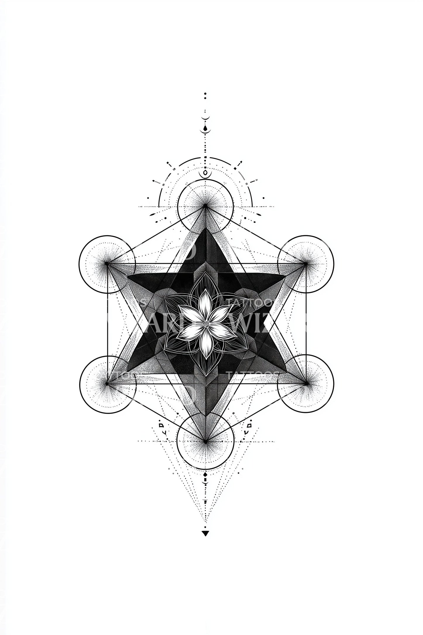 Stellar Merkaba Bloom Tattoo Design