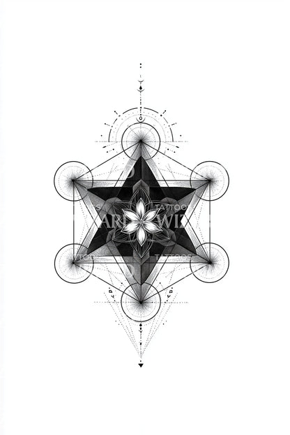 Stellar Merkaba Bloom Tattoo Design