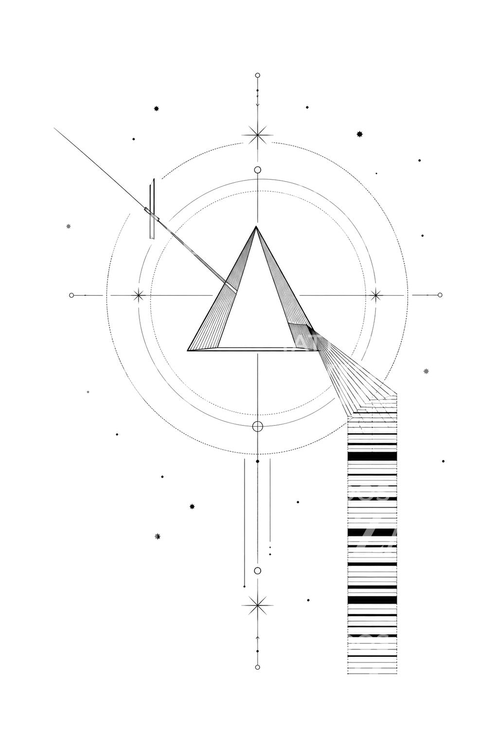 Stellar Spectrum Prism Tattoo Design