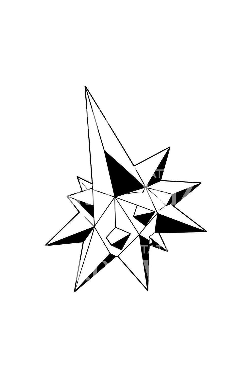 Stellated rhombisk dodekaeder tatoveringsdesign