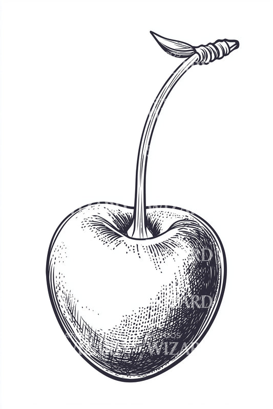 Stemmed Cherry Sketch Tattoo Design