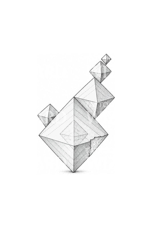 Tatouage d’octaèdre de fluorite à gradins