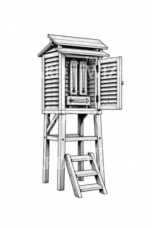 Stevenson Screen weerhut tattoo-illustratie