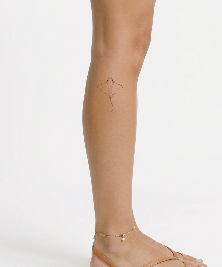 Minimal Stingray Outline Tattoo Idea