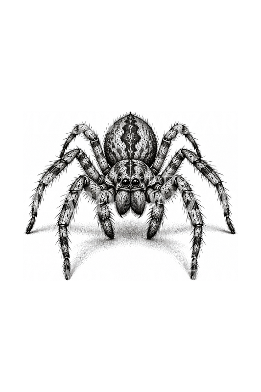 Stippled 3D Spider with Shadow Tattoo Design