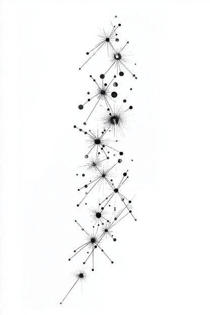 Stippled Cosmic Spine Tattoo Design