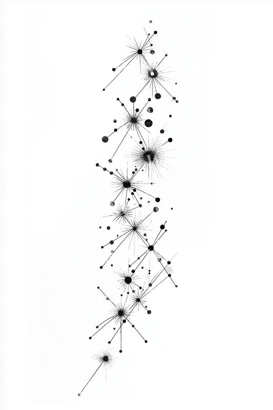 Stippled Cosmic Spine Tattoo Design