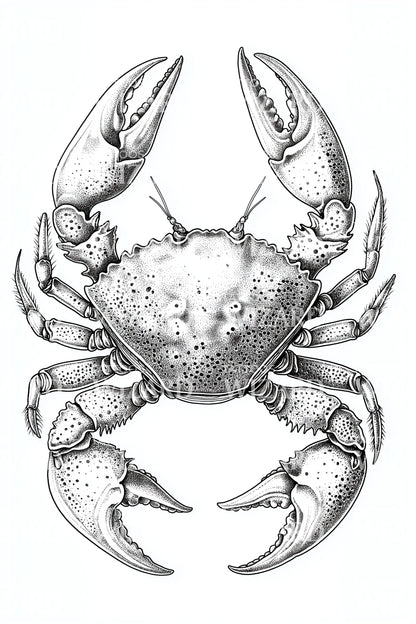 Stippled Crab Portrait Tattoo Design