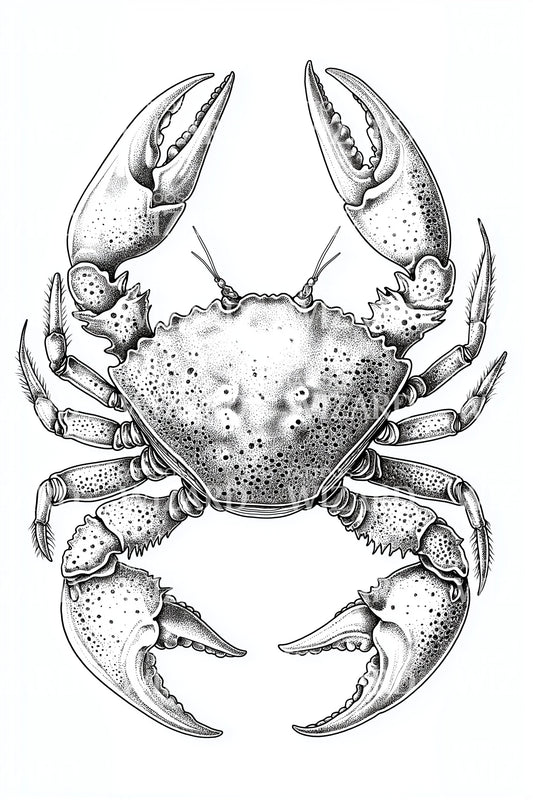 Stippled Crab Portrait Tattoo Design