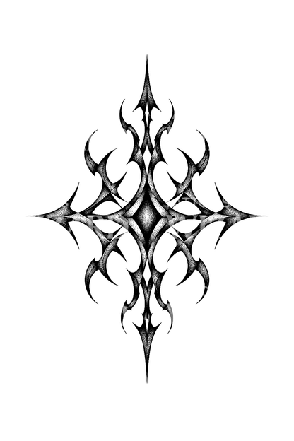 Tatouage dotwork de sigil diamant cybersigiliste pointillé