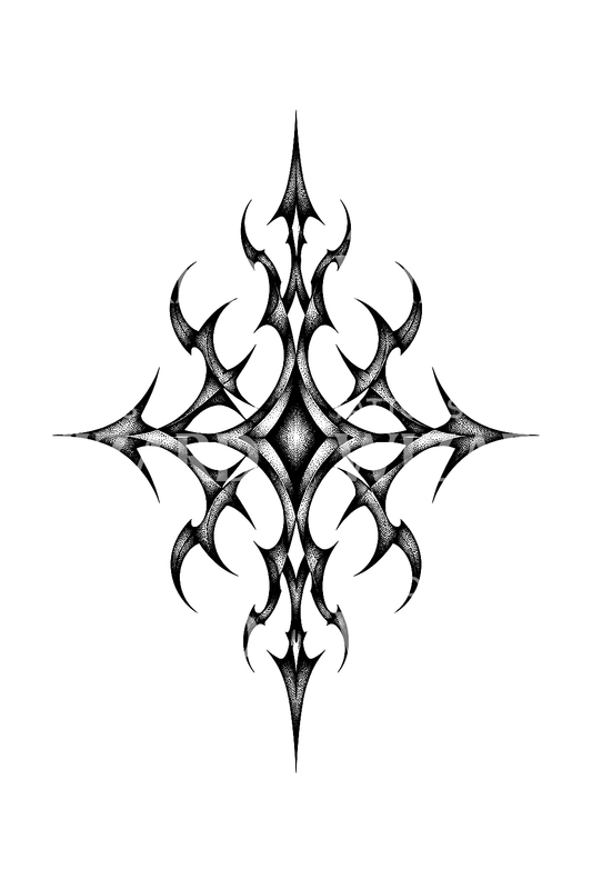 Tatuagem dotwork de sigilo diamante cybersigilista pontilhado