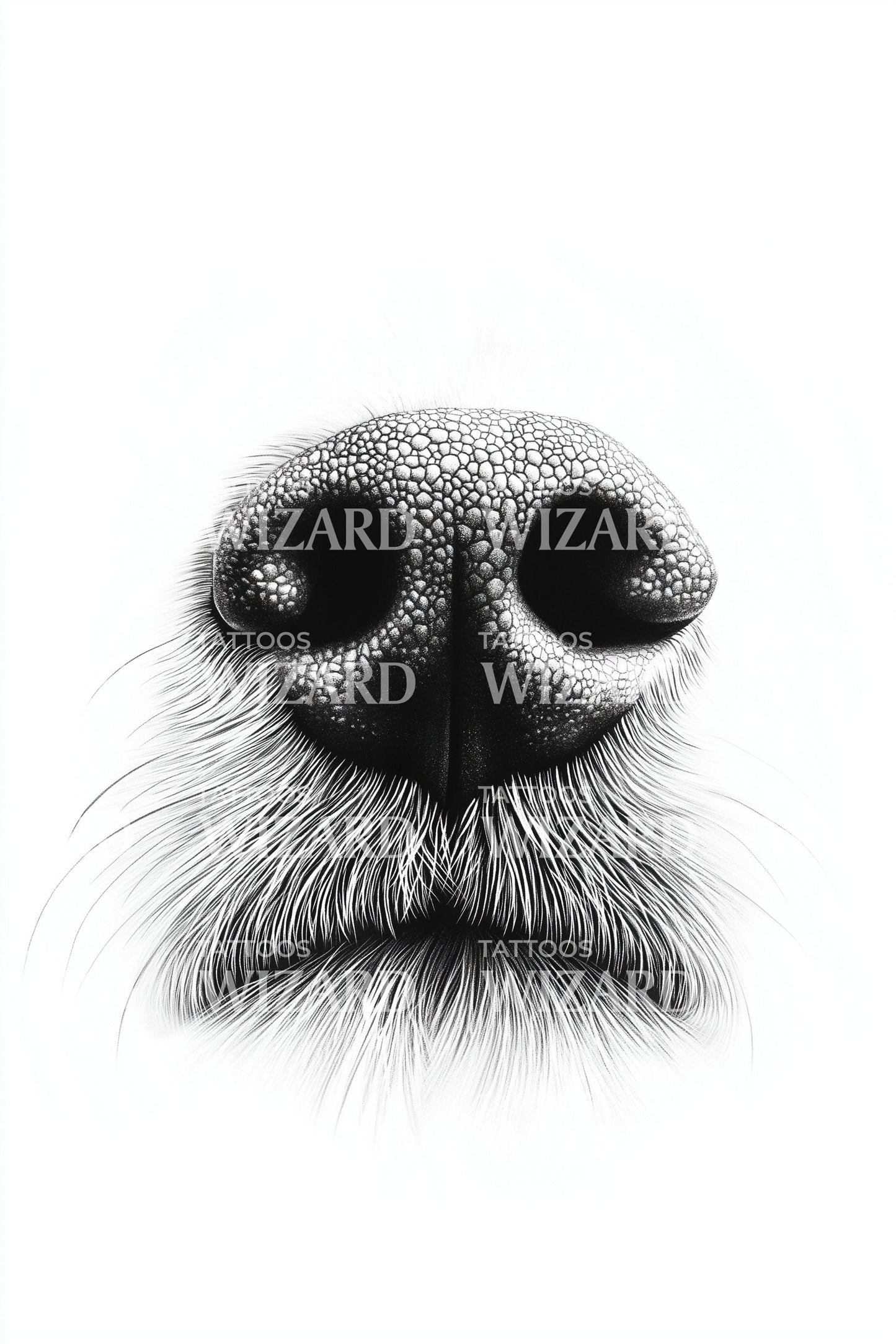 Stippled Dog Nose Closeup Tattoo Design