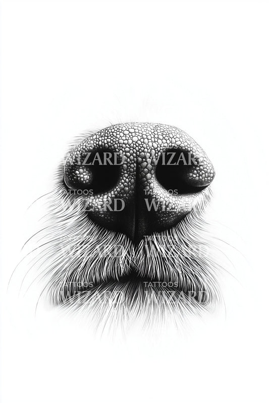 Stippled Dog Nose Closeup Tattoo Design