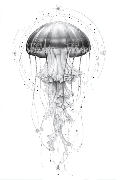Stippled Jellyfish Lantern Tattoo Idea
