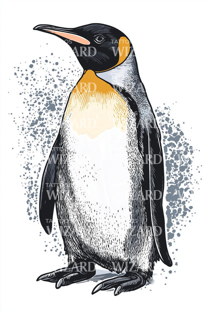 Stippled King Penguin Tattoo Design