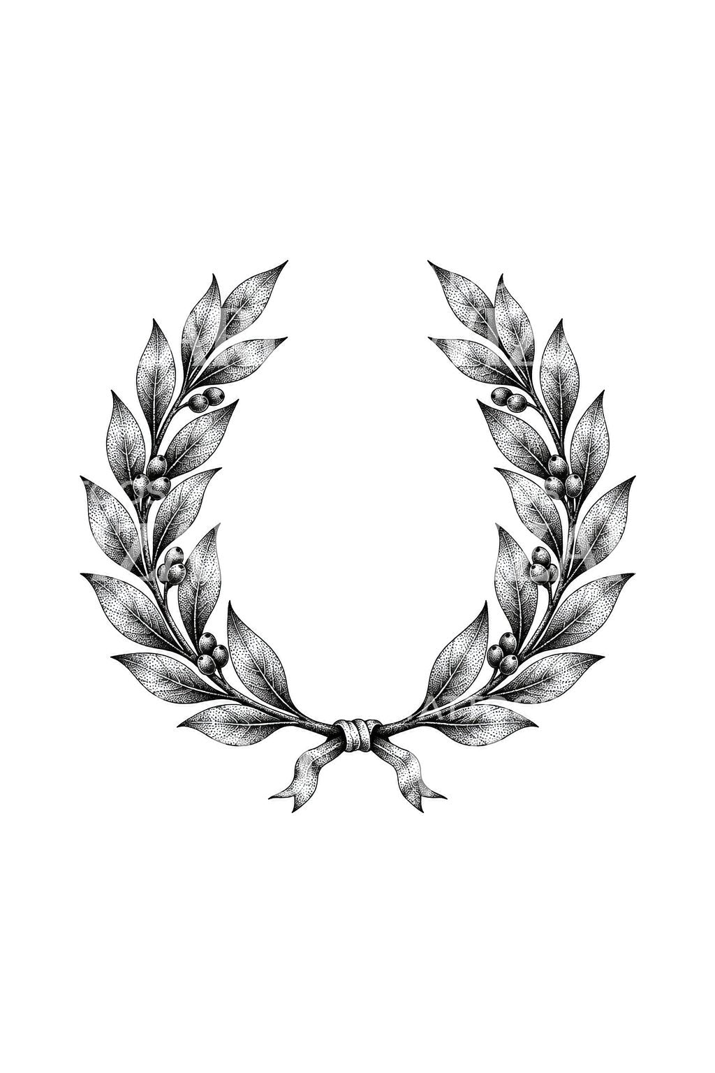 Stippled Laurel Wreath Tattoo Design