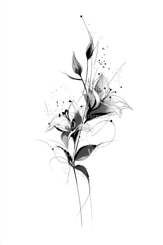 Design Tatuaggio Spray di Foglie Puntinate