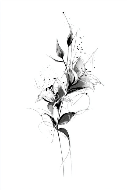点描叶子喷雾纹身设计