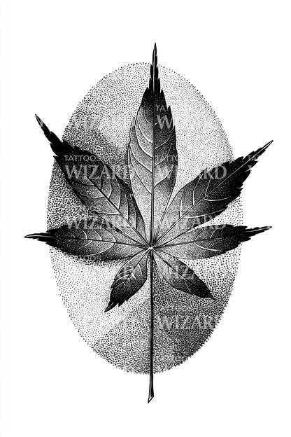 Stippled Maple Leaf Tattoo Design