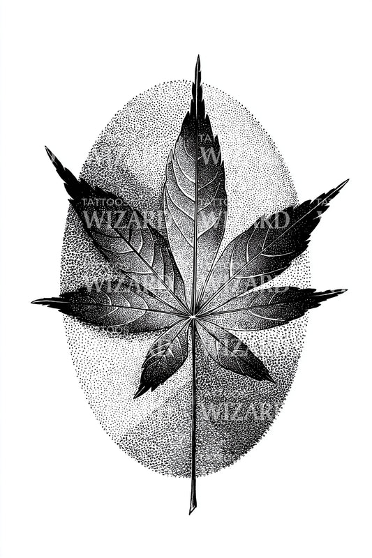 Stippled Maple Leaf Tattoo Design