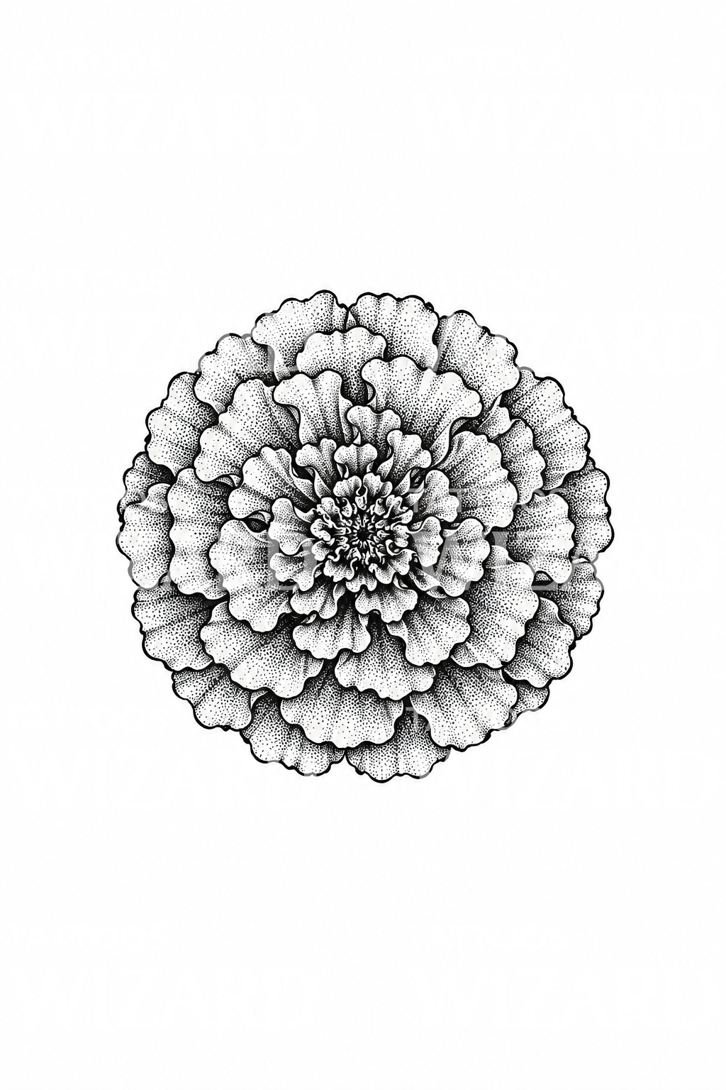 Gepunktete Studentenblume als Dotwork-Tattoo-Idee